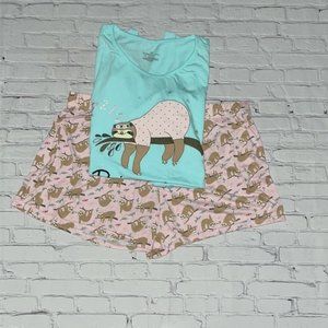 Bobbie Brooks Sloth Pajama Short Set, Size 1X